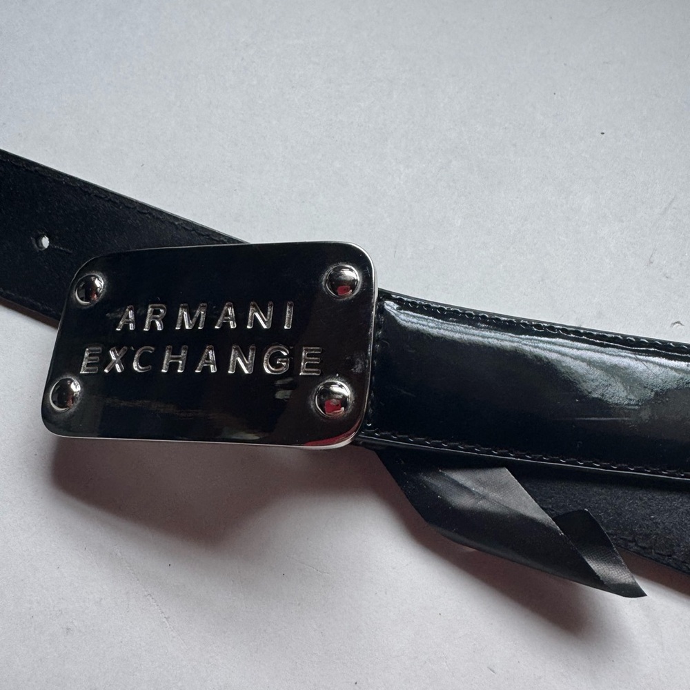 Armani Exchange Black Patent Leather Belt M